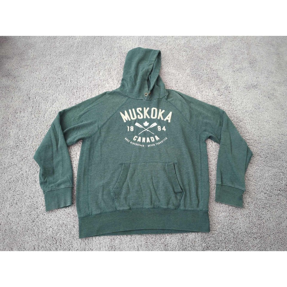 Muskoka Canada Hoodie Mens XL Pullover Long Sleeve Campus Crew Green